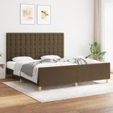 vidaXL Cadru de pat cu tăblie, maro &icirc;nchis, 180x200 cm, textil 3125400