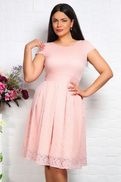 Rochie Eleganta in Pliuri Corai - 42Marimea