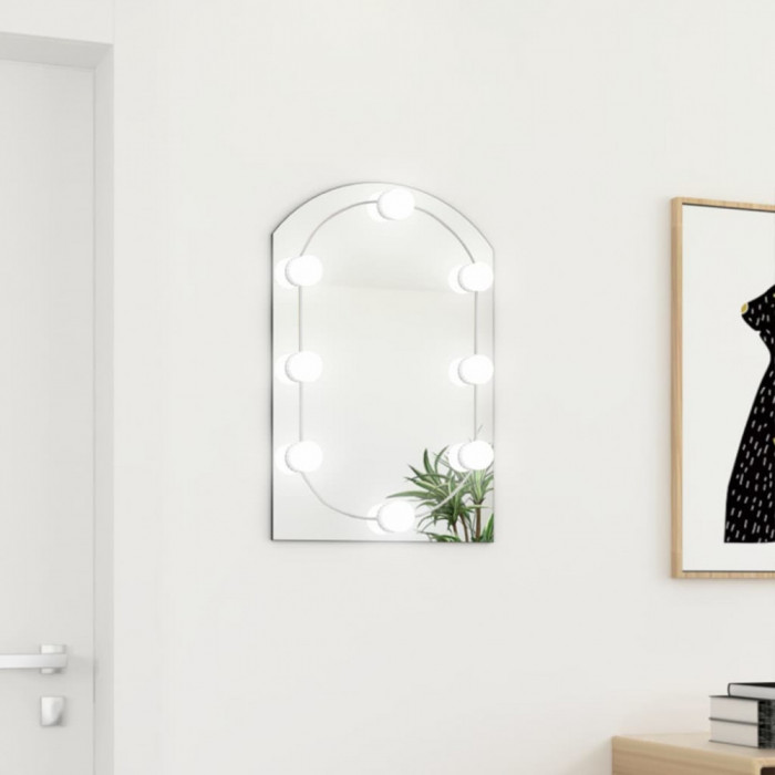 Oglinda cu lumini LED, arcada, 60x40 cm, sticla GartenMobel Dekor