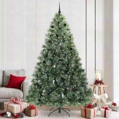 vidaXL Brad de Crăciun artificial cu 300 LED Verde 240 cm PE și PVC 3397875