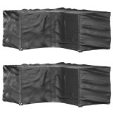 vidaXL Husa Mobilier Gradina L 215x215x90 cm Neagra, Polietilena, Impermeabila, Protectie UV, cu Ocheti