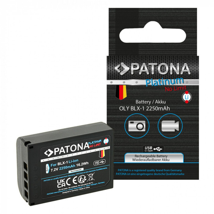 Acumulator PATONA Platinum cu intrare USB-C pentru Olympus OM-1 OM1 BLX-1 BLX1 -1372