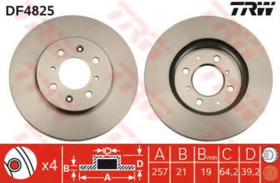 Disc frana HONDA JAZZ II (GD) (2002 - 2008) TRW DF4825 foto