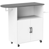 HOMCOM Dulap pentru călcat cu 2 uși și spațiu deschis, 125x43.5x102.5 cm, Alb | Aosom Romania