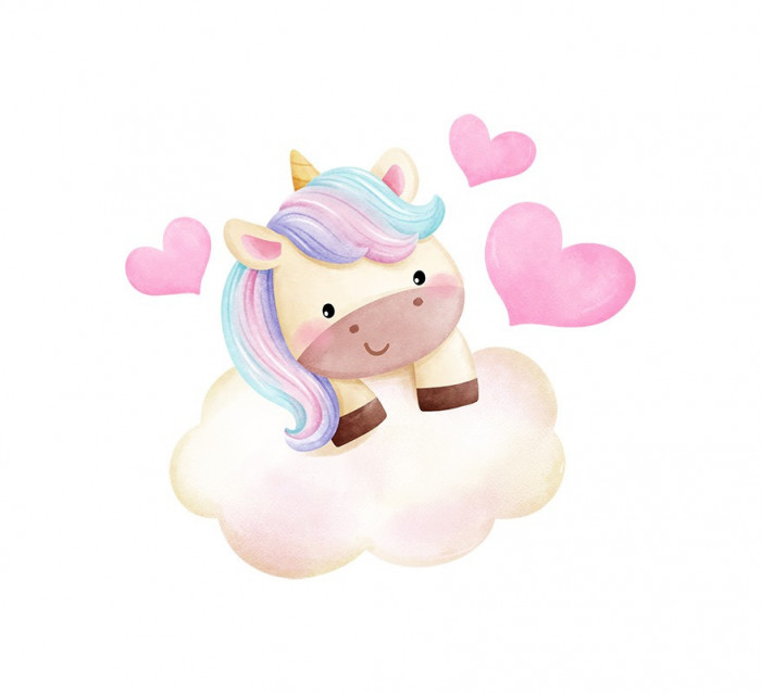 Sticker decorativ Unicorn, Roz, 50 cm, 5373ST