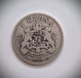 moneda argint SUEDIA 1 kroner 1901 _ km # 760 AG.800 _ tiraj mic rara