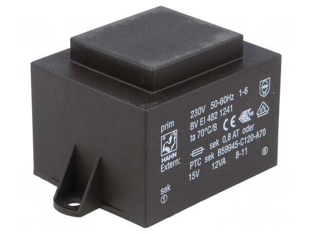 Transformator &Icirc;ncaspsulat 12VA 230VAC 15V 800mA PCB