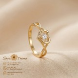 Inel Inima Impletita , cu zirconia, placat cu aur 14K