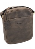 Borseta de umar barbati Always Wild: Piele Naturala, curea dubla, 22x24x5 cm