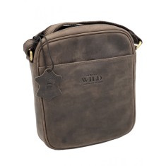 Borseta de umar barbati Always Wild: Piele Naturala, curea dubla, 22x24x5 cm