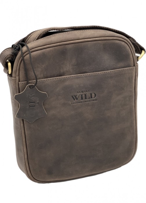 Borseta de umar barbati Always Wild: Piele Naturala, curea dubla, 22x24x5 cm