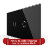Cumpara ieftin Panou dublu Livolo din sticla neagra pentru intrerupator touch, standard italian 4M