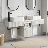 Cumpara ieftin Set dulap baie 3 buc. Alb foarte lucios 136 x 35 x 80 cm