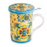 Cumpara ieftin Cana portelan cu infuzor ceai in cutie cadou Majolica III &Oslash; 8 x 10,5 H, 350 ml