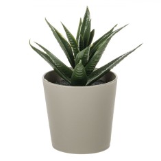 Ghiveci Decorativ Cactus Artificial, 6x8.5 cm, Culoare Taupe, Material Plastic