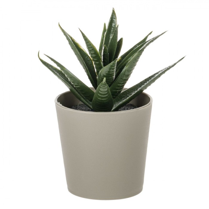 Ghiveci Decorativ Cactus Artificial, 6x8.5 cm, Culoare Taupe, Material Plastic