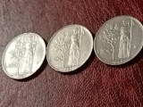 Lot 3 monede Italia: 100 lire 1960 + 1961 + 1965, stari aUNC / UNC [poze]