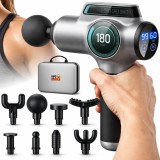 Aparat pentru Masaj Profesional Tip Pistol Linomag&reg;, 8 Capete de Schimb, 99 de Viteze, 3200rpm, Baterie de lungă durată, Autonomie 6h, Motor Silentios