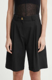 AERON pantaloni scurti SWAN femei, culoarea negru, neted, high waist, AW24RSST089474