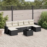 Cumpara ieftin Set mobilier de grădină cu perne, 8 piese, negru, poliratan