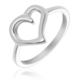 Inel argint 925 - contur asimetric inimă - Marime inel: 65