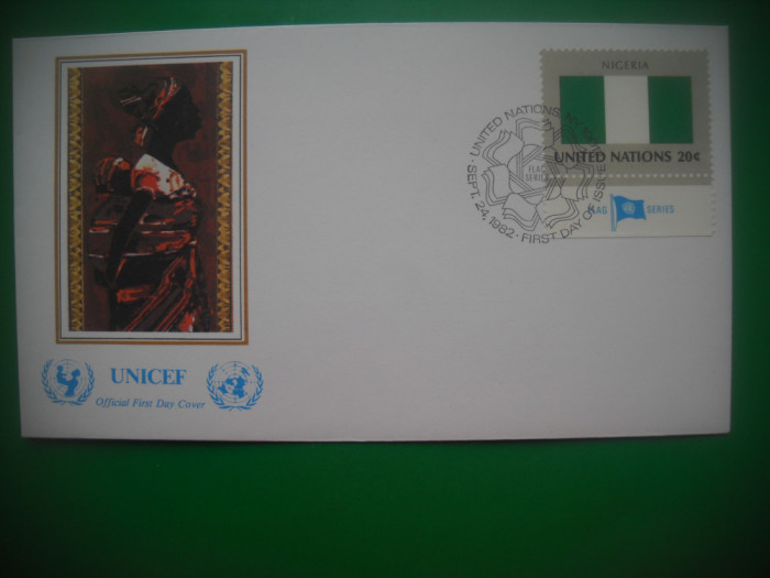 HOPCT PLIC FDC S 1903 NIGERIA 1982 UNICEF ONU NATIUNILE UNITE
