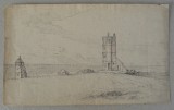 Hunstanton Lighthouse Norfolk penita pe hartie manuala cca 1800-1840, Peisaje, Cerneala, Altul