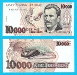 Brazilia (p#233) 10 000 Cruzeiros 1993 UNC 'A 3-a ediţie' serie: A6958053xxxA; (ROG CITITI DETALIILE!)