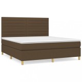 Cumpara ieftin Pat box spring cu saltea, maro inchis, 160x200 cm, textil