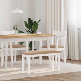 Banca Gossi 90 cm lemn masiv alb, tapitata, interior, Mobila living, 90x30x46.5 cm