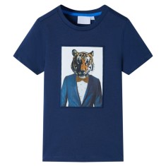 Tricou pentru copii cu m&acirc;neci scurte, albastru &icirc;nchis, 128