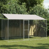 Cumpara ieftin Cusca pentru caini cu acoperis Argintiu 400 x 200 x 256 cm