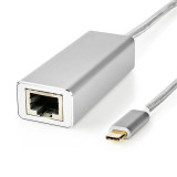 Adaptor USB NEDIS, USB-C la RJ45, 1Gbps, 0.2m, Aluminiu, Argintiu