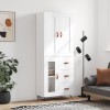 Dulap &icirc;nalt, alb extralucios, 69,5x34x180 cm, lemn compozit