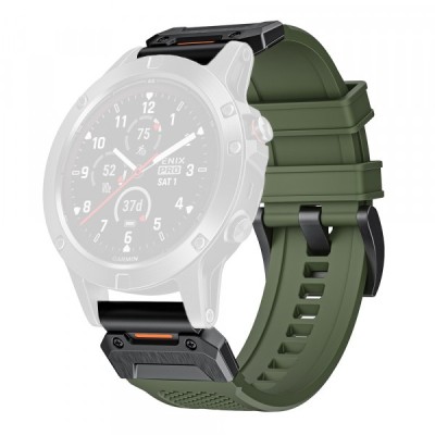 Curea Techsuit W068 pentru Garmin Watch Fenix / Forerunner / Approach Series, 22mm, Verde Neagra foto