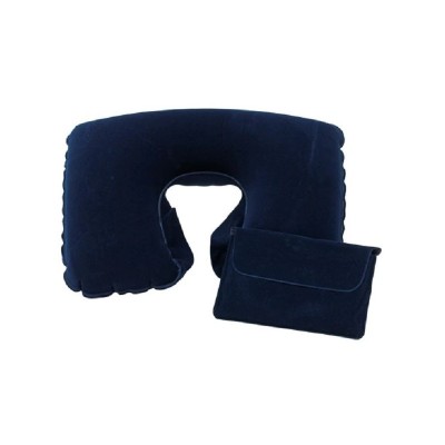 Perna voiaj confortabila, gonflabila, din catifea, pentru calatorie, albastra foto