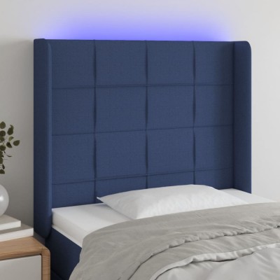 Gossi tablie de pat cu led, albastru, 93x16x118/128 cm, textil foto