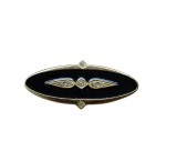 BROȘĂ VINTAGE DIN METAL CU DECOR EMAIL ȘI CRISTALE