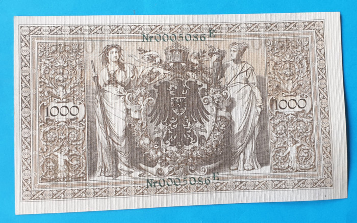 Bancnota veche - Germania 1000 Mark 1910 varianta serie verde - serie 0005086E