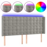 Cumpara ieftin Tablie de pat cu LED, gri deschis, 183x16x118/128 cm, catifea