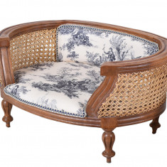Canapea caine din lemn mahon cu plasa vieneza cu tapiterie cu model CAT700G33