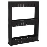 Raft de depozitare &icirc;ngust cu roti Sersimo HA116, 3 polite, negru