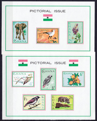 DB1 Ghana 1964 Fauna Africana Flora Pasari 2 x SS MNH foto