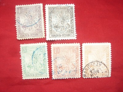 Serie mica Timbre Madagascar , colonie fr. 1903 - Motive locale ,5val.stampilate foto