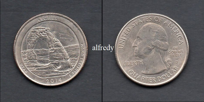 SUA 2014 Quarter, 25 Centi, Arches, Utah, D