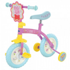 Bicicleta copii Peppa Pig 10 inch 2 in 1 cu si fara pedale si roti ajutatoare foto