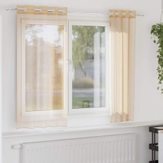 vidaXL Perdele Voile cu Oelii 2 buc Nisip 4102119