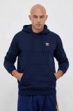 Adidas Originals bluză Trefoil Essentials Hoodie bărbați, culoarea bleumarin, cu glugă, cu imprimeu IM4524