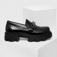 Answear Lab mocasini de piele x colecția limitată SISTERHOOD femei, culoarea negru, cu toc plat