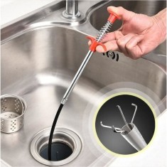 Sarpe pentru desfundat tevi de scurgere, din otel, cu sistem de prindere mecanic, flexibil, rezistent, lungime 160 cm, argintiu